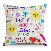 Matematikos, fizikos ir chemijos lygčių pagalvės užvalkalas, personalizuotas geometrinių formulių grafiti, studentų naktinė lininė miego pagalvės užvalkalas 45 * 45Cm without pillow core