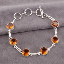 Citrine Gemstone 925 Sterling Silver Jewelry Chain Bracelet Women Accessorise RB-14-5