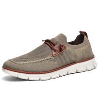 Men's Mesh Shoes Plus Big Size 49 50 51 52 53 Slip-Ons with Knit Upper Loafers Lightweight Breathable Summer Casual Shoes 40 chaki