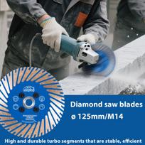 Deimantinis diskas 125mm Universalus deimantinis pjovimo diskas akmeniui, betonui, granitui, mūrui, plytoms Priedai Kampinis šlifuoklis 125MM mėlyna