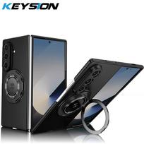 KEYSION 360° besisukantis magnetinis žiedas stovas telefono dėklas MagSafe dėkliukui Samsung Galaxy Z Fold 7 5G belaidžiam įkrovimui kietas galinis dangtelis for Galaxy Z Fold 7 juoda