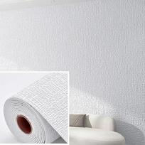 3D Sienų lipdukas Lininė tekstūra Sustorintas Lipnus Vandeniui atsparus Tapetas Miegamojo Vonios Sienai Namų Dekoravimas, Apsauga nuo susidūrimų 1pcs 50cmX2.8m balta