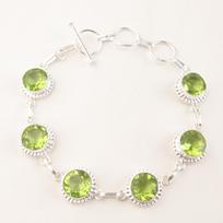 Peridot Gemstone 925 Sterling Silver Elegant Jewelry Women's Gift Bracelet 9  RB-9-6