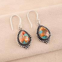 Natural Spiny Oyster Gemstone 925 Sterling Silver Jewelry Handmade Earrings 1.6  EE-164-45