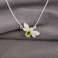 Natural Peridot Gemstone 925 Sterling Silver Jewelry Women Zircon Pendant 0.50  CZP-12-9