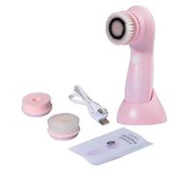 Facial Cleansing Brush Face Scrubber Electric Exfoliating Spin Cleanser Device Waterproof Deep Cleaning Massage Remove Blackhead rožinė