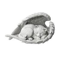 Yousheng Personalized Cat Memorial Stone for Garden Resin Tombstone Marker with Eternal Love And Memory Guardian Angel Sculpture Emotional Souvenir Cat gray