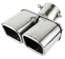 MYS Mukashima Automotive Supplies Muffler Cutter Twin Square Euro Style Dual Model Diameter 35-55mm Stainless Steel Silver sidabras