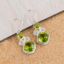 Natural Peridot Gemstone 925 Sterling Silver Handmade Jewelry Earrings 1.12  EE-69-6