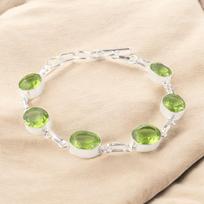 Peridot Gemstone 925 Sterling Silver Handmade Bracelet 9  Jewelry Birthday Gift RB-5-14