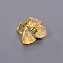 Citrine Gemstone Gold Plated Birthday Statement Boho Cocktail Electroformed Ring V-120