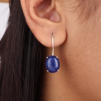 Retas Lapis Lazuli Brangakmenis 925 Sterlinginio Sidabro Papuošalai Rankų Darbo Auskarai 1.05  EE-173-32
