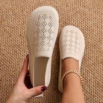 Kvėpuojantys moteriški slip-on plokščiapadžiai sportbačiai - Lengvi sezoniniai žemakulniai batai 38