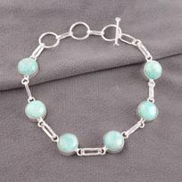 Amazonite Gemstone 925 Sterling Silver Jewelry Handmade Bracelet For Girlfriend RB-14-23