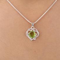 Peridot Gemstone 925 Sterling Silver Gift Jewelry Zircon Pendant 0.84  For Women CZP-14-8
