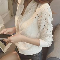 Women's Short Zipper Baseball Uniform Jacket Summer Version of The Thin Long-sleeved Lace Sunscreen Clothing XXL balta