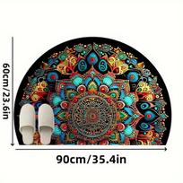 Bohemiškas mandalinis puslankio durų kilimėlis, 60 cm x 90 cm (23,6 x 35,4 colio)