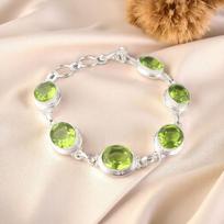 Peridot Gemstone 925 Sterling Silver Jewelry Handmade Bracelet 8.5  Gift For Mom RB-3-9