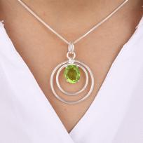 Peridot Gemstone 925 Sterling Silver Handcrafted Pendant 1.65  For Birthday Gift PP-61-3