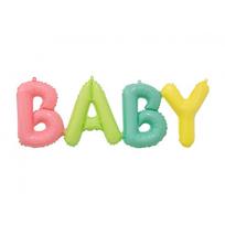 Folinių balionų rinkinys girlianda "BABY", spalvota (85x29cm)