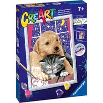 Piešimo pagal skaičius rinkinys CreArt Ravensburger 23706 Fluffy Friends