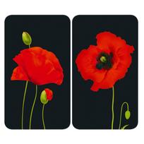 2 viryklių dangčiai iš grūdinto stiklo 52x30 cm Poppy - Maximex