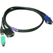 LevelOne ACC-3202 - Tastatur- / Video- / Maus- (KVM-) Kabelkit - HD-15 (VGA) (M) zu USB, PS/2, HD-15 (VGA) (M) - 3 m - Daumenschrauben - Schwarz