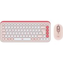 Logitech POP Icon Combo - Tastatur-und-Maus-Set - kabellos - Bluetooth LE - QWERTZ - Deutsch - Off-White, rosé (920-013108)