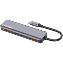 Canyon DS-18 - USB-C Hub - 5 ports - 1x USB-C 5V DC charging - 2x USB-C - 10Gbps - 2xUSB 3.2 p