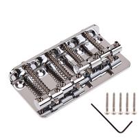 4 stygų bosinės gitaros tiltelis Metalinis galinis tiltelis su varžtais Fiksuoti balneliai Fender Jazz Bass gitarai Chromuota atsarginė dalis CHINA