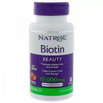 Natrol Biotinas, braškių skonio, 10 000 mcg, 60 tablečių