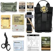 RHINO RESCUE IFAK Trauma Kit Black, Molle Emergency First Aid, EMT Tactical Pouch Military Combat Camping Survival Hiking Everyday Carry Kraujavimo kontrolė (juoda)