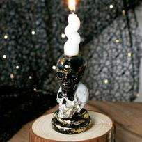 Candle Holder Gothic Decor Spooky Skeleton Candlestick Holde Halloween Decoration for Desktop Home