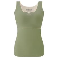 Women's Thermal Vest with Chest Pads - German Velvet, Plus Velvet, Thickened Low Collar Winter Top L [40-50 kg] žolės žalia spalva