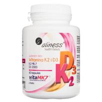 Aliness Vitaminas K2 MK-7 100 mcg su Natto D3 - 60 kapsulių
