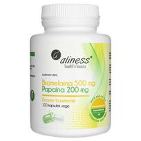 Aliness Bromelainas 500 mg, Papainas 200 mg - 100 Veg kapsulių