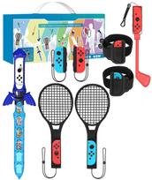 8 in 1 Nintendo Switch sporto priedų rinkinys: Joy-Con teniso raketės, golfo lazdos, kojų dirželiai ir kiti priedai [Naudoti]