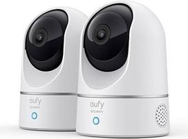 "eufy Security Indoor Cam E220", 2 vnt., 2K vidaus stebėjimo kamera, "WiFi", pasukama, su naktiniu matymu, asmenų ir naminių gyvūnėlių aptikimu, judesio sekimu, suderinama su "HomeBase 3