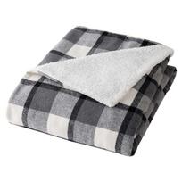 Pilkos spalvos iš sherpa vilnos antklodė ir pledas 125x150 cm Ecossais – douceur d'intérieur
