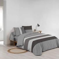 Juodos ir baltos spalvos iš medvilnės dvigulė/itin ilga patalynė su paklode/6 dalių 240x220 cm Meiko – douceur d'intérieur