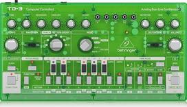 "Behringer TD-3-LM" analoginis bosinės linijos sintezatorius su VCO, VCF, 16 žingsnių sekvenceriu, iškraipymo efektais ir 16 balsų "Poly Chain", suderinamas su "PC" ir "Mac" kompiuteriais