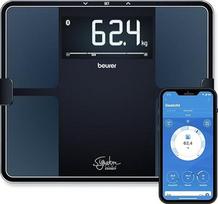 "Beurer BF 915" diagnostinės svarstyklės, tiksli kūno analizė iki 8 žmonių, kūno riebalų matavimas, apšviestas XXL ekranas, apkrovos talpa iki 200 kg, yra programėlės jungtis