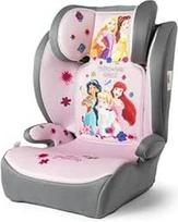 "Disney" princesių vaikiška saugos sėdynė mergaitėms nuo 100 iki 150 cm aukščio su Belle, Rapunzel, Jasmine, Arielio ir Pelenės grafika rausvame fone