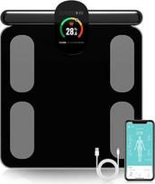 "Fitdays" išmaniosios kūno analizės svarstyklės, 8 elektrodų tikslios skaitmeninės KMI svarstyklės su daugiau nei 20 rodiklių, "Bluetooth" spalvotas ekranas raumenims, riebalams ir vandeniui, šeimyninė sinchronizacija 6 vartotojams (FG2305ULB-juoda)