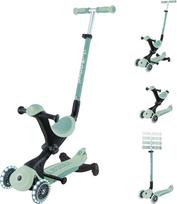 "Globber" - "GO-UP Deluxe Lights ECO 360" - keičiamo dydžio paspirtukas su 3 ratais, sėdyne ir 360 moduliu, skirtas vaikams nuo 15 mėnesių iki 6 metų, pistacijų žalia