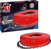 "Ravensburger 3D Puzzle Alliance Arena naktį, FC Bayern Munich fanų straipsnis vaikams nuo 10 metų ir suaugusiems, šviečia tamsoje.