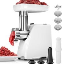 AMZCHEF elektrinė mėsmalė namams - su 3 lėkštėmis, dešrelių užpildymo ir kubelių rinkiniu | Idealiai tinka maltai mėsai, dešrelėms ir buitinei virtuvei