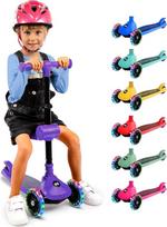 SereneLife Scooter, Roller Kinder 3 Jahre, Tretroller Faltbar als Dreirad Kickboard Höhenverstellbar mit LED-Rädern für Jungen & Mädchen, Indoor & Outdoor, Kickscooter Breit, Leicht & Stabil, Klappbar
