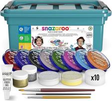 Snazaroo Schminkbox für Kinder & Erwachsene - inkl. Schminkfarben, Glitzer, Pinsel & Schwämme - Schminkset für Halloween, Karneval, Party, Fasching - Hautfreundlich & leicht abwaschbar