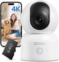 ZOSI 4K "Wi-Fi" vidaus stebėjimo kamera su 64GB kortele, 2,4/5 GHz "WiFi", 360° pasukama, dirbtinio intelekto asmens / augintinio aptikimo ir sekimo funkcija, dvipusis garsas, skambutis vienu prisilietimu, C518